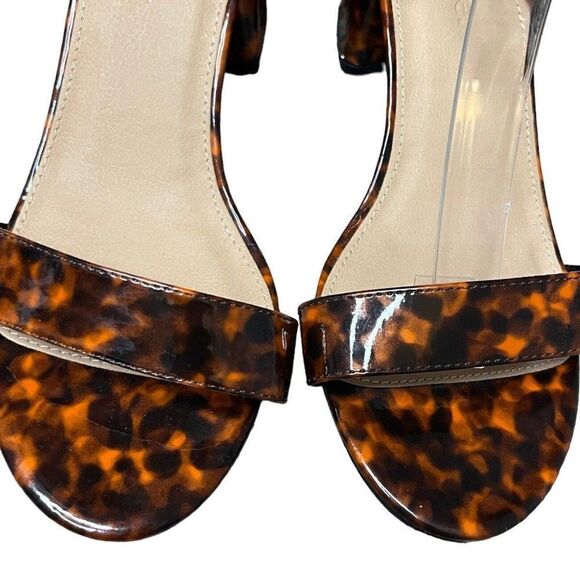 Simply Be Tortoise Ankle Strap Block Heels Womens 8 Wide Brown Open Toe Sexy New - Picture 9 of 15